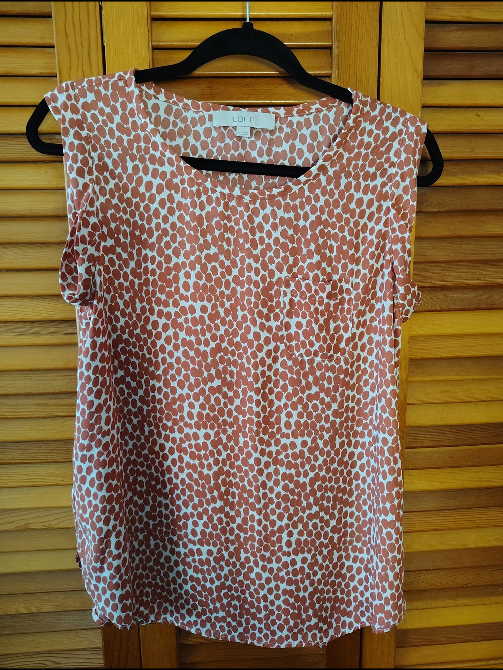 LOFT Sleeveless Rust Dot Print Cap-Sleeve Top